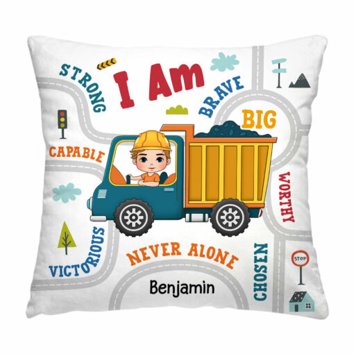 Personalized Grandson Construction Vehicle And Transportation Pillow