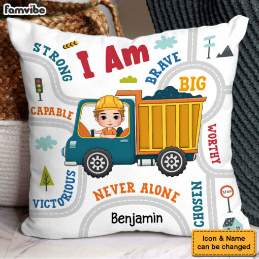 Personalized Grandson Construction Vehicle And Transportation Pillow