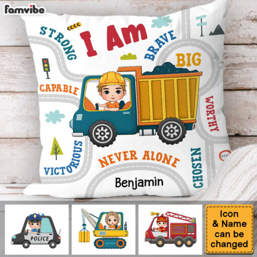 Personalized Grandson Construction Vehicle And Transportation Pillow