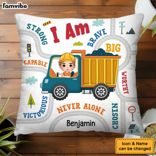 Personalized Grandson Construction Vehicle And Transportation Pillow