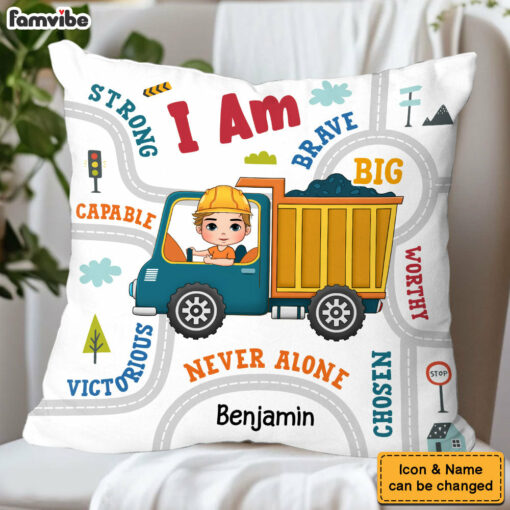 Personalized Grandson Construction Vehicle And Transportation Pillow