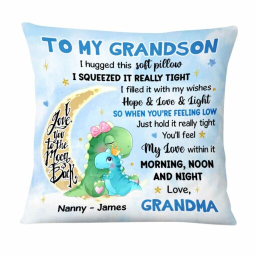 Personalized Grandson Dinorsaur Hug This Pillow