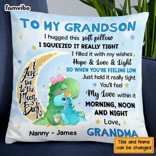 Personalized Grandson Dinorsaur Hug This Pillow