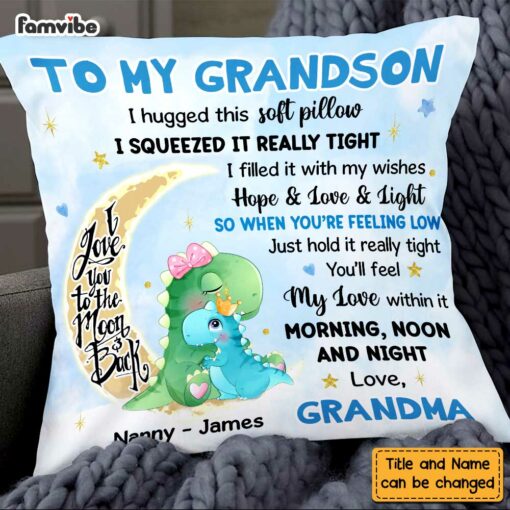 Personalized Grandson Dinorsaur Hug This Pillow