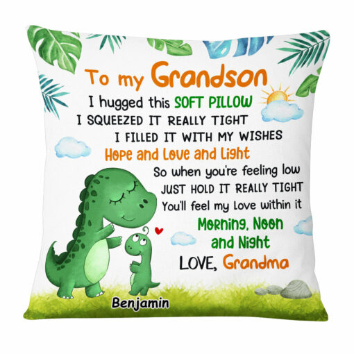 Personalized Grandson Dinosaur Pillow