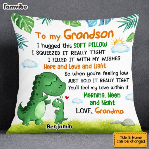 Personalized Grandson Dinosaur Pillow