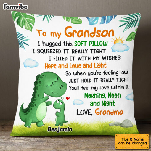 Personalized Grandson Dinosaur Pillow