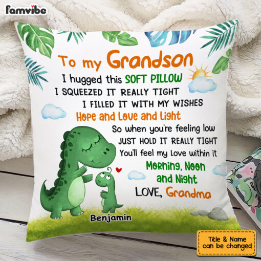 Personalized Grandson Dinosaur Pillow