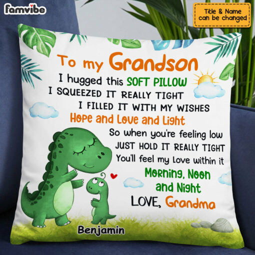 Personalized Grandson Dinosaur Pillow