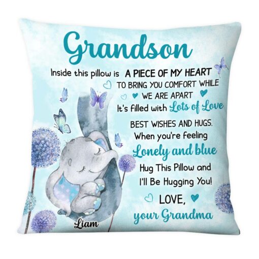 Personalized Grandson Elephant Pillow