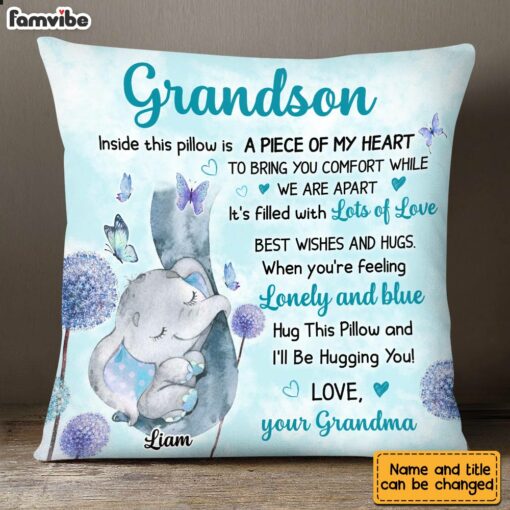 Personalized Grandson Elephant Pillow