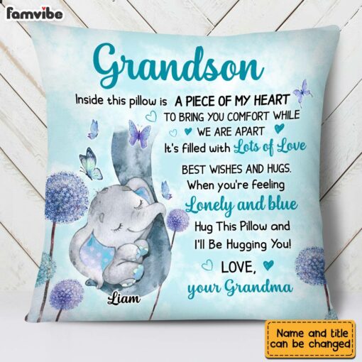 Personalized Grandson Elephant Pillow