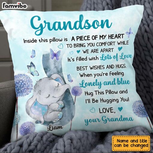 Personalized Grandson Elephant Pillow