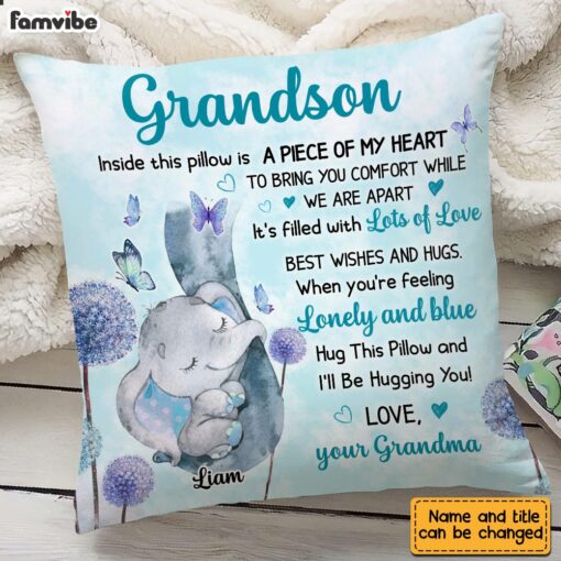 Personalized Grandson Elephant Pillow