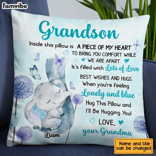 Personalized Grandson Elephant Pillow