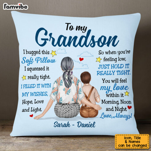 Personalized Grandson Hug This Pillow