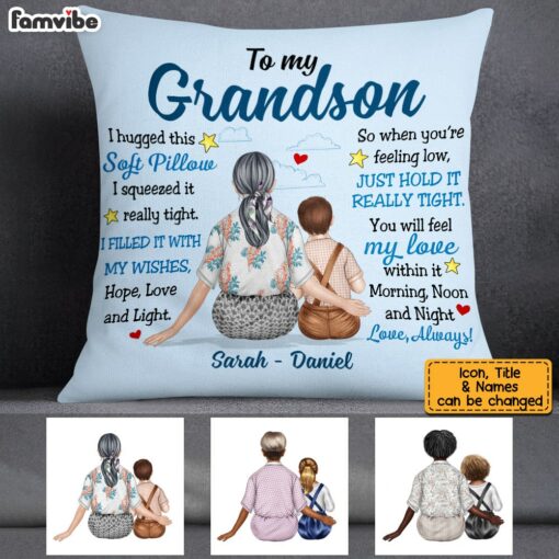 Personalized Grandson Hug This Pillow