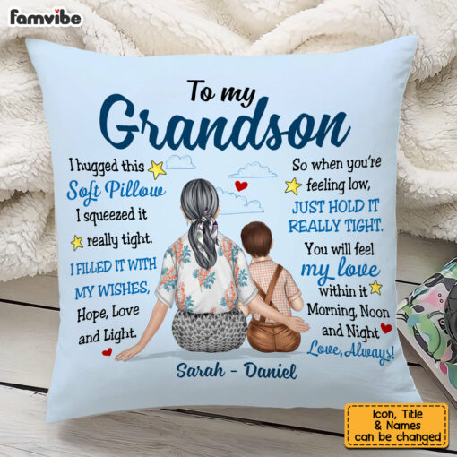 Personalized Grandson Hug This Pillow