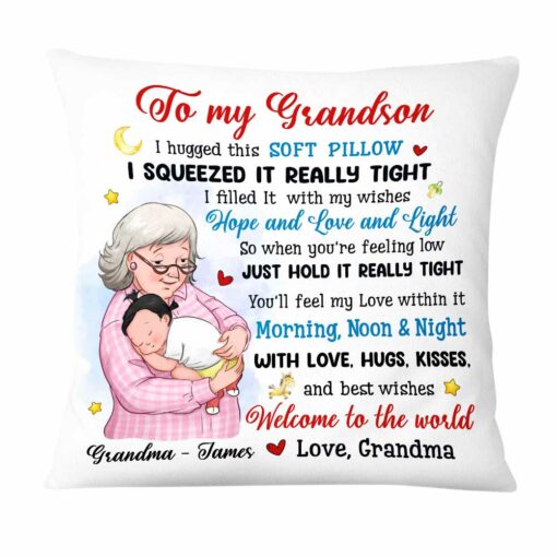 Personalized Grandson Welcome To The World Hug This Pillow