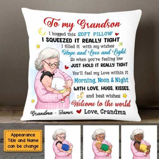 Personalized Grandson Welcome To The World Hug This Pillow