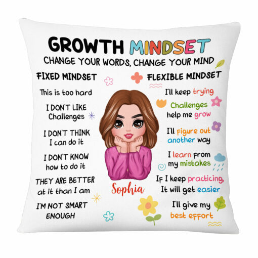 Personalized Growth Mindset Daily Affirmation Pillow