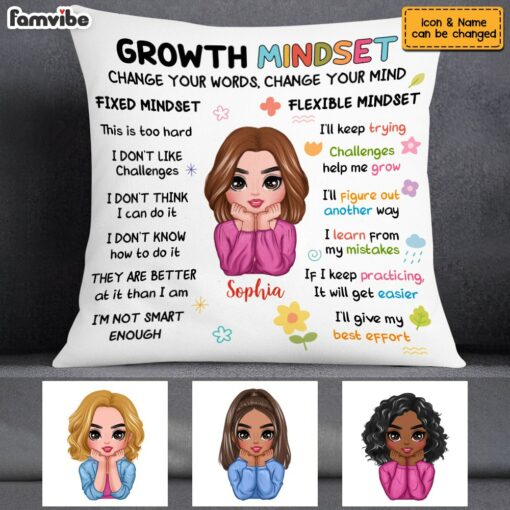 Personalized Growth Mindset Daily Affirmation Pillow