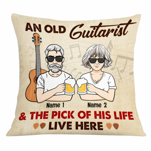 Personalized Guitar Couple Guitarist And The Pick Of His Life Pillow