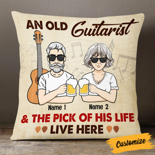 Personalized Guitar Couple Guitarist And The Pick Of His Life Pillow