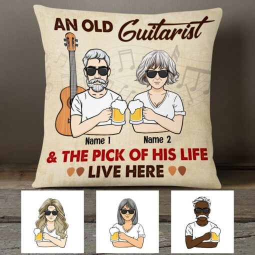 Personalized Guitar Couple Guitarist And The Pick Of His Life Pillow