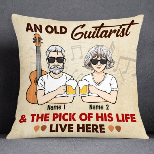 Personalized Guitar Couple Guitarist And The Pick Of His Life Pillow