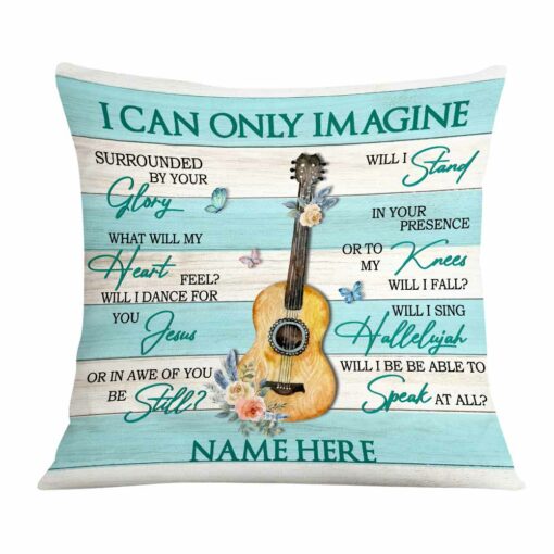 Personalized Guitar Girl Jesus Pillow