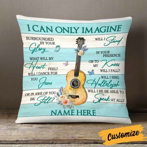 Personalized Guitar Girl Jesus Pillow