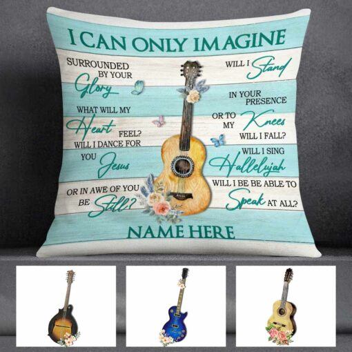 Personalized Guitar Girl Jesus Pillow