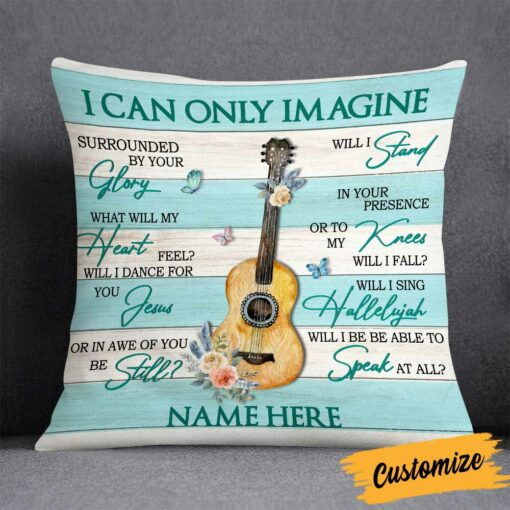 Personalized Guitar Girl Jesus Pillow