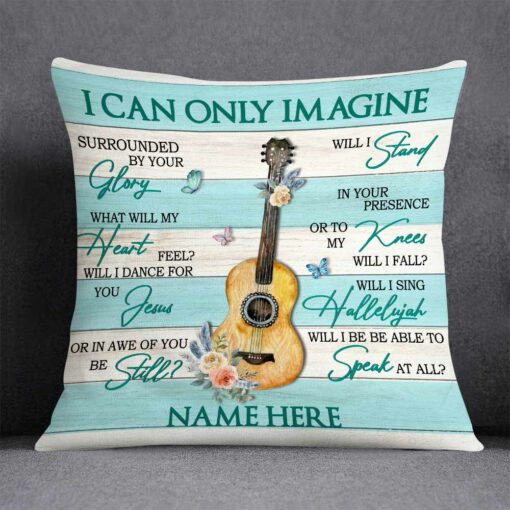 Personalized Guitar Girl Jesus Pillow