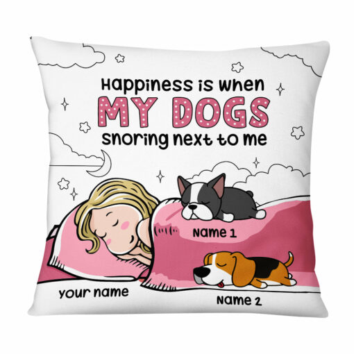 Personalized Happiness With My Dog Drawing Pillow