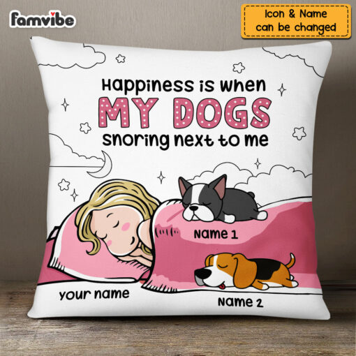 Personalized Happiness With My Dog Drawing Pillow