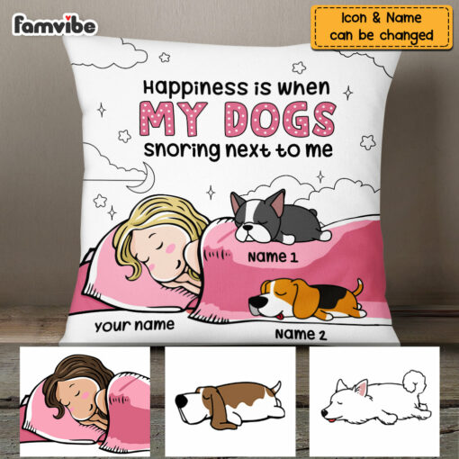 Personalized Happiness With My Dog Drawing Pillow