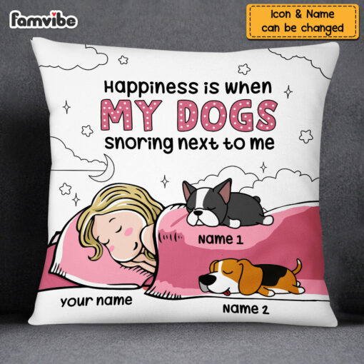 Personalized Happiness With My Dog Drawing Pillow