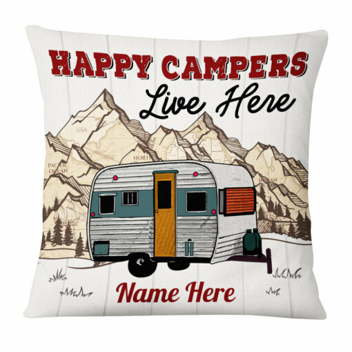 Personalized Happy Camping Family Pillow