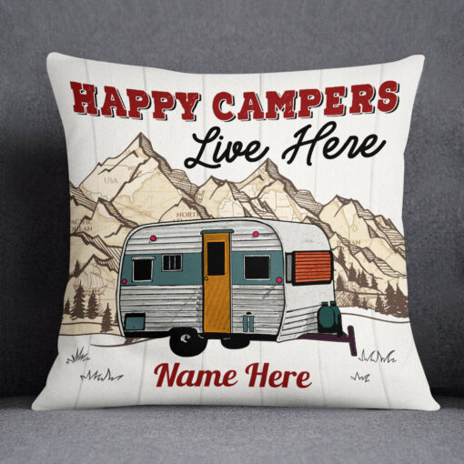 Personalized Happy Camping Family Pillow