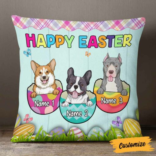 Personalized Happy Easter Dog Mom Pillow