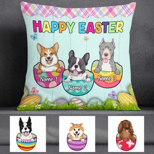 Personalized Happy Easter Dog Mom Pillow