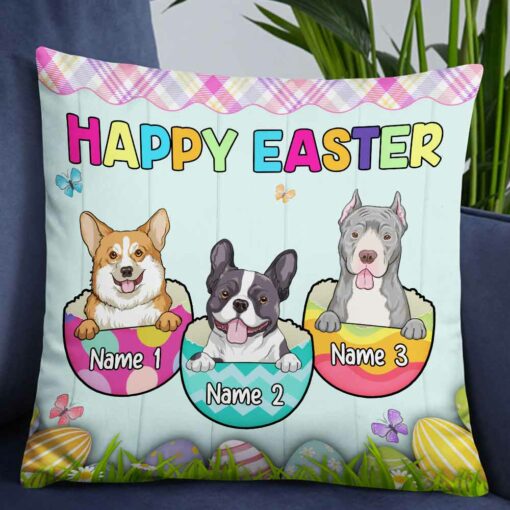 Personalized Happy Easter Dog Mom Pillow