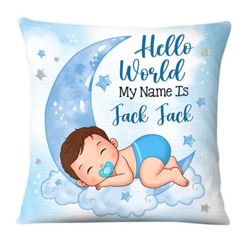 Personalized Hello World My Name Is Baby Pillow