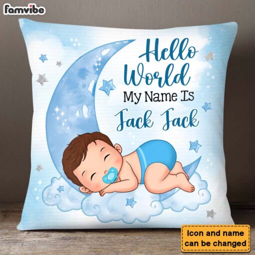 Personalized Hello World My Name Is Baby Pillow