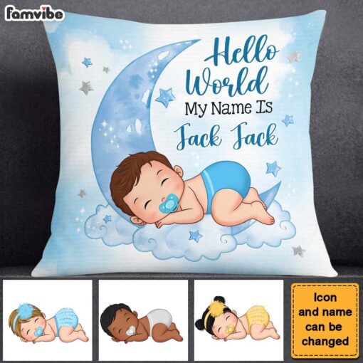 Personalized Hello World My Name Is Baby Pillow