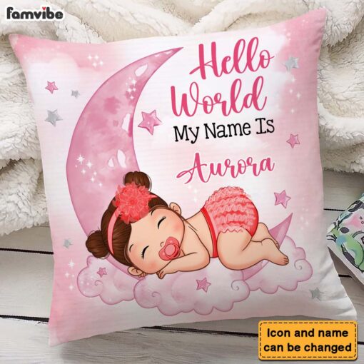 Personalized Hello World My Name Is Baby Pillow