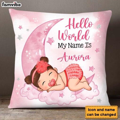 Personalized Hello World My Name Is Baby Pillow