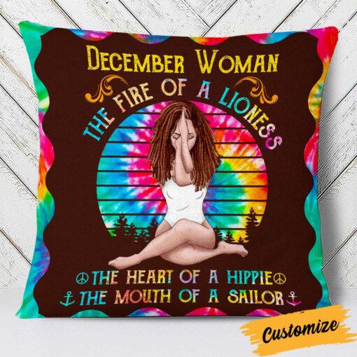 Personalized Hippie Girl Pillow